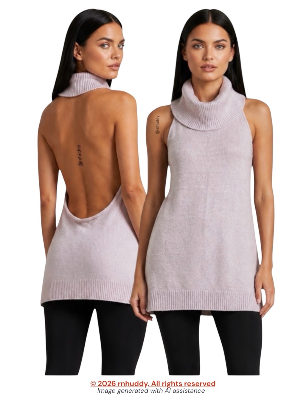 Free People M hushed Violet sleeveless turtleneck halter sweater
